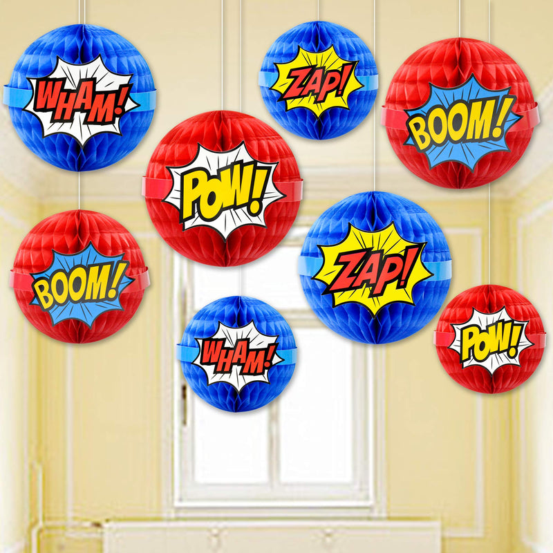 Superhero Decorations Superhero Honeycomb Centerpieces Superhero Hanging Paper Honeycomb Ball Decorations Party Hanging Decorations - PawsPlanet Australia