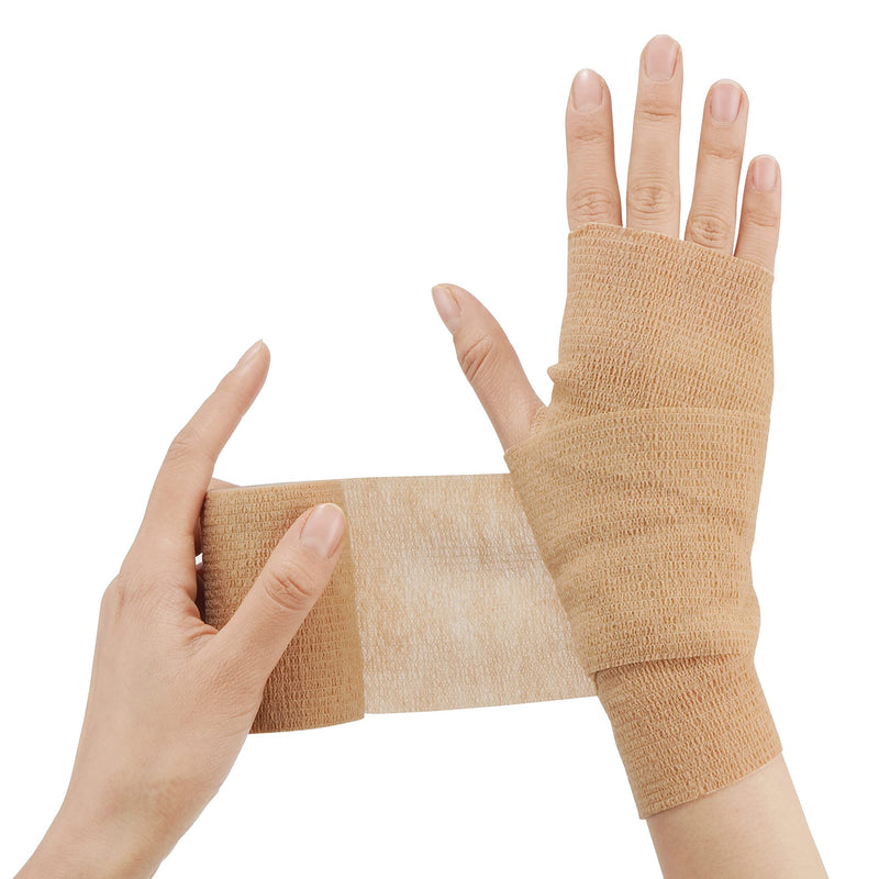 Cohesive Bandages Vet Wrap 12 Pack 5 cm x 4.5 m for Wrist Ankle Sprain and Swelling (Beige) - PawsPlanet Australia