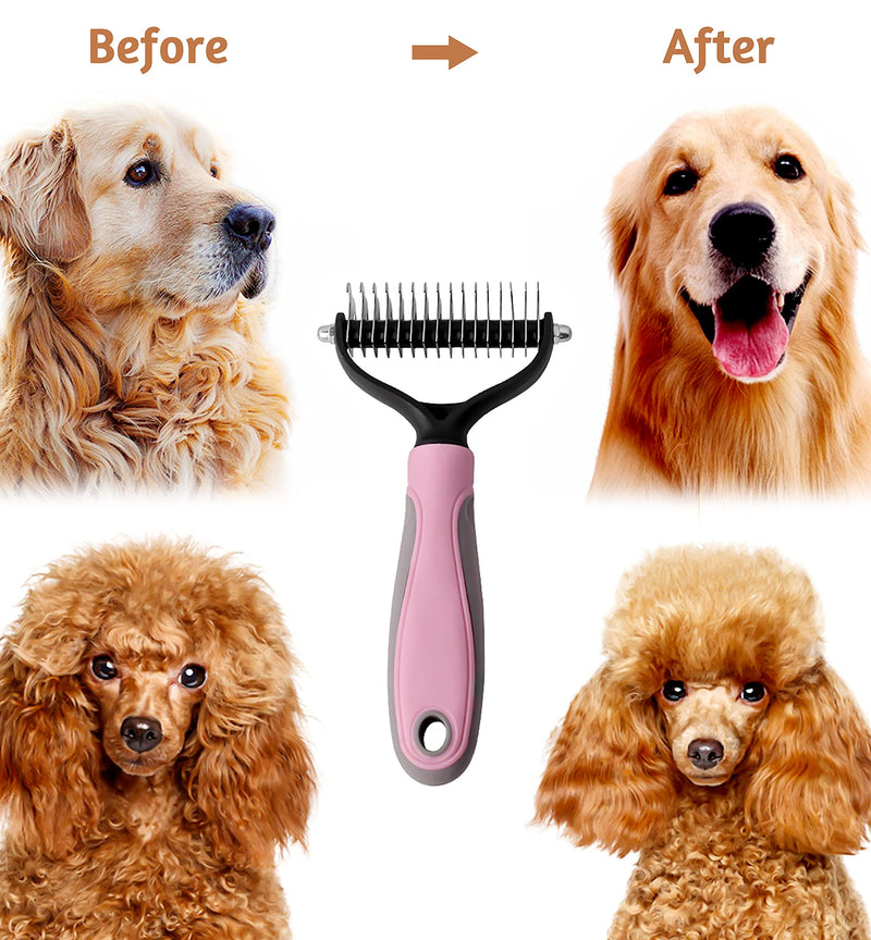 JJQHYC Undercoat Brush Dogs Cats Long Hair Grooming Tools Rake Comb Dog Brush Removes undercoat and tangles - PawsPlanet Australia