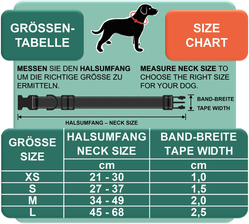 DEY - Premium dog collar nylon, adjustable, for small and large dogs, many colors and sizes, collar dog cat puppy, dog collars, cat collar, puppy collar, red, S [S] - 1.5 x 27 -37cm - PawsPlanet Australia