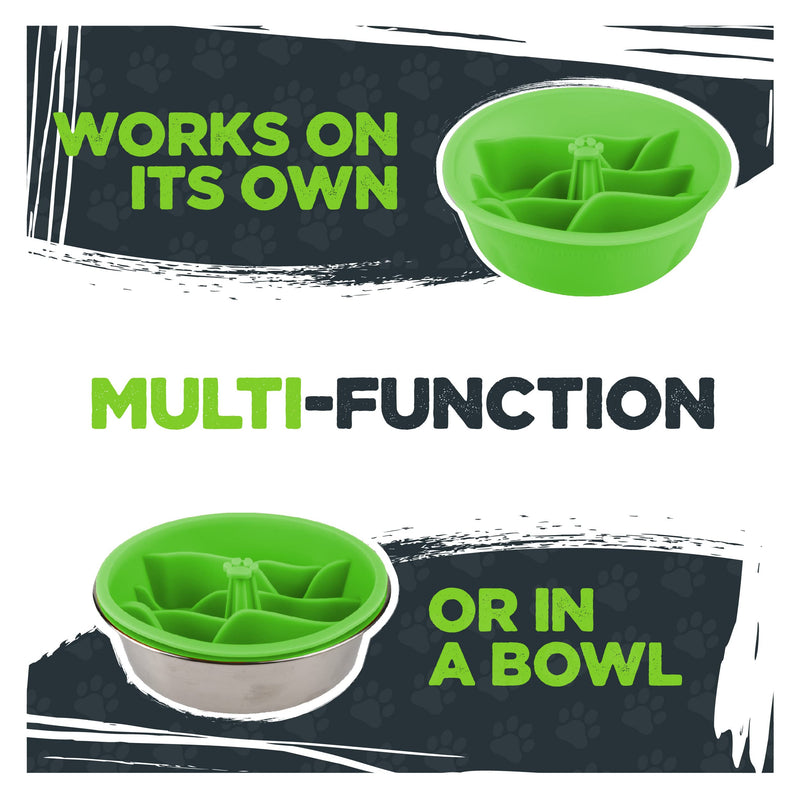 Mighty Paw Slow Feed Dog Bowl Insert | Interactive Puzzle Maze Feeder for Fast Eaters. Prevents Gulping and Vomiting. Holds 3 Cups of Food Pets. Dishwasher-Safe BPA-Free Silicone Medium Green - PawsPlanet Australia