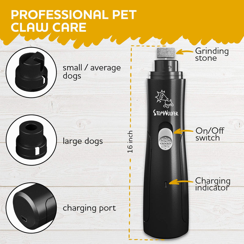 STOPWOOFER Dog Nail Grinder - Professional Dog Nail Trimmers for Small Medium and Large Dogs & Cats - Rechargeable Pet Nail Trimmer Painless Paws Grooming - Pet Nail Grinder for Dogs - PawsPlanet Australia