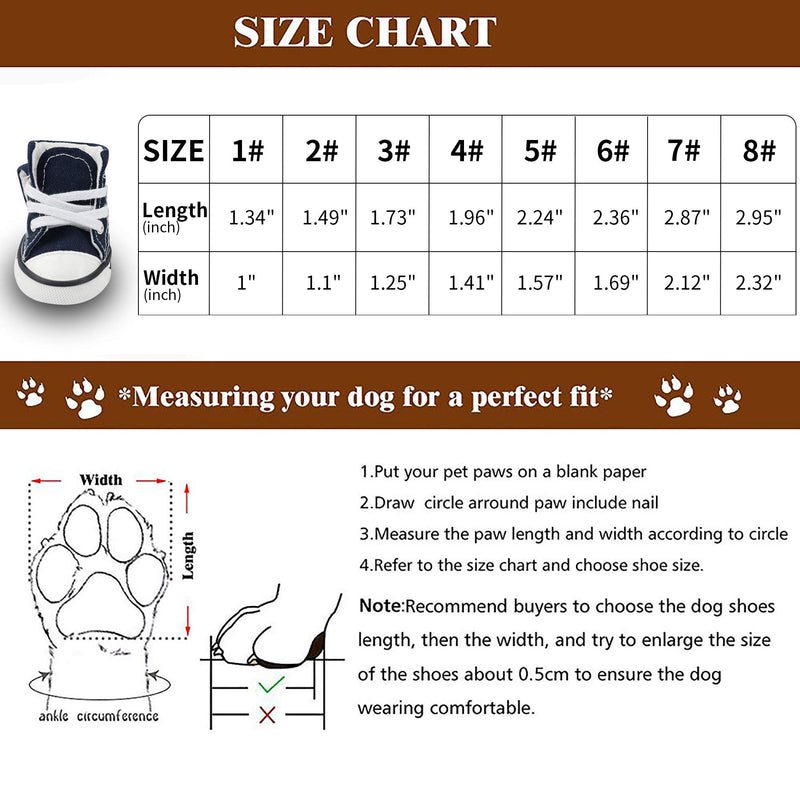 [Australia] - gle2016 Pet Shoes Puppy Sport Denim Shoes Casual Style Anti-Slip Boots Sneaker Booties 4Pcs Size 6 : 2.36" x 1.69" 