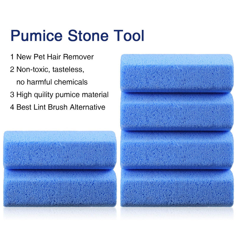 [Australia] - 6 Pieces Pet Hair Remover, 4 Inch Pet Hair Stone Pumice Pet Hair Rock for Laundry Furniture and Dog and Cat Hair Remover, Blue 