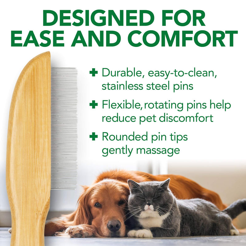 Vet's Best Flea Comb | Real Bamboo with Contour Grip Handle | for Dogs and Cats - PawsPlanet Australia