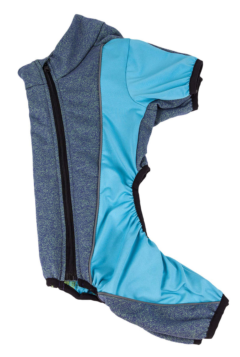 [Australia] - Pet Life Active 'Chase Pacer' Heathered Performance 4-Way Stretch Two-Toned Full Body Warm Up Medium Blue 