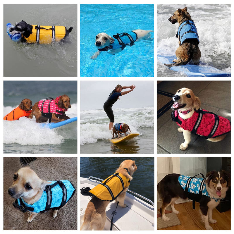 JOYPAWS Dog Life Jackets, Safety Swimsuit, Reflective & Easy-Fit Preserver Vests with Superior Buoyancy & Rescue Handle for Doggie and Older Dogs Spring Swimming Boating Pool Beach XX-Small Blue Bone - PawsPlanet Australia