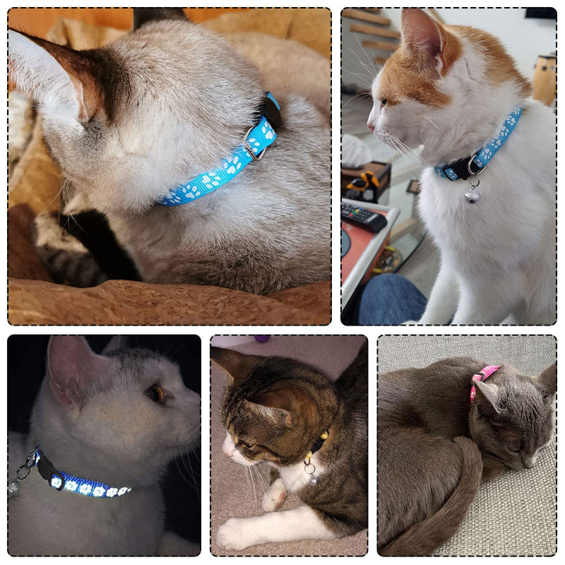 onebarleycorn Cat collar, cat collar with safety clasp, cat collar with bell, reflective cat collar, adjustable (12 pieces) - PawsPlanet Australia