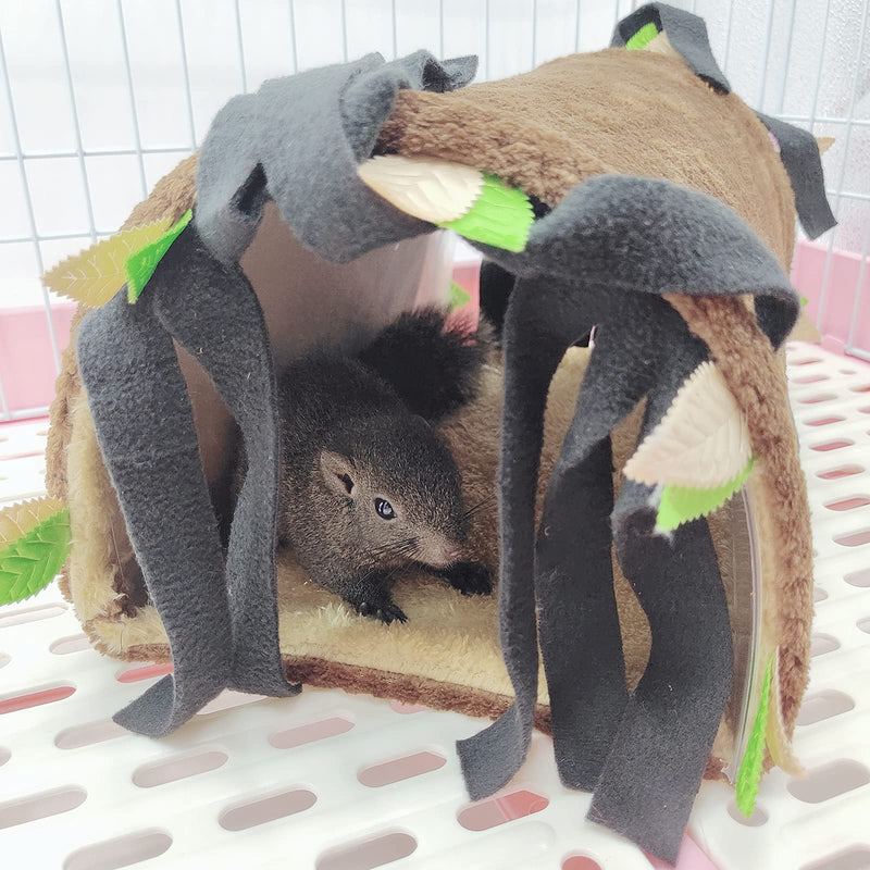 Pet Small Animal Tunnel House, Guinea Pig Hideout Play Tube Toys Hideaway Bedding with Forest Leaf for Chinchillas Hedgehogs Rats Sugar Glider- Playing Sleeping Hunting Resting Brown - PawsPlanet Australia