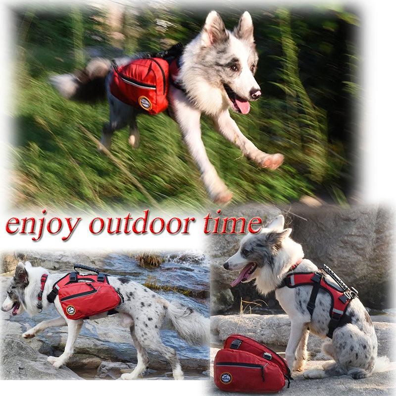 smartelf Dog Backpack Hiking Gear 2 in 1 Detachable Saddle Bag Hound Rucksack for Travel Camping Hiking Medium Large Breeds M(20-25 inch) - PawsPlanet Australia