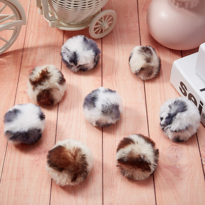 SKYLETY 8 Pieces Plush Soft Faux Fur Patch Puff Pom Balls Cat Toy Zebra Pattern and Leopard Pattern for Playing with Your Cats - PawsPlanet Australia