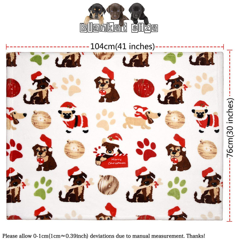 [Australia] - kiwitatá Puppy Dog Blanket Warm Dog Cat Fleece Sleep Blankets Pet Mat Bed Cover with Paw Print Soft for Kitties Puppies and All Small Animals Large White 