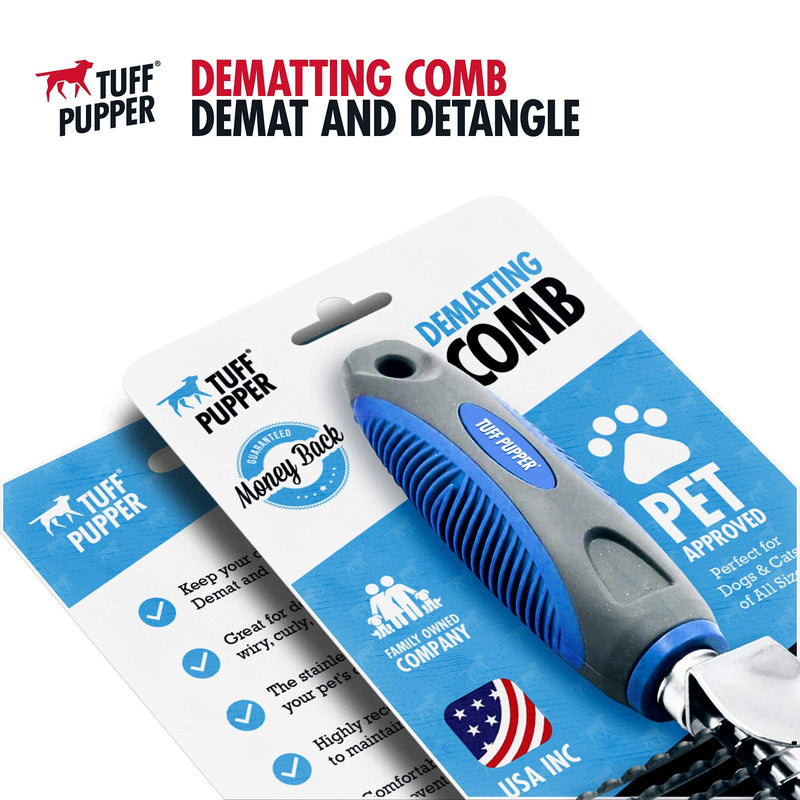 Tuff Pupper Dematting Tool For Dogs & Cats – Our Matting Comb For Dogs Easily & Safely Remove Dead, Matted Or Knotted Hair | Ergonomic, No-Slip Safety Handle Provides Precision Control And Leverage Against The Toughest Knots Dematting Comb - PawsPlanet Australia