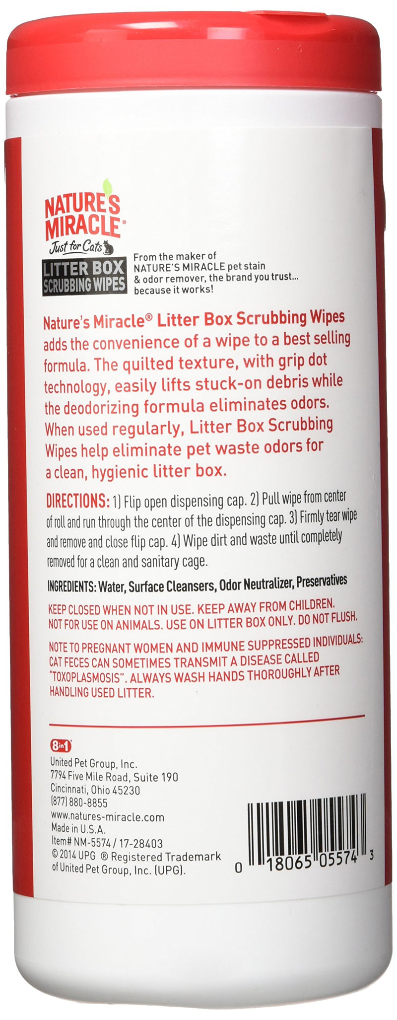 [Australia] - Nature's Miracle Just for Litter Box Scrubbing Wipes Pack of 30 wipes 