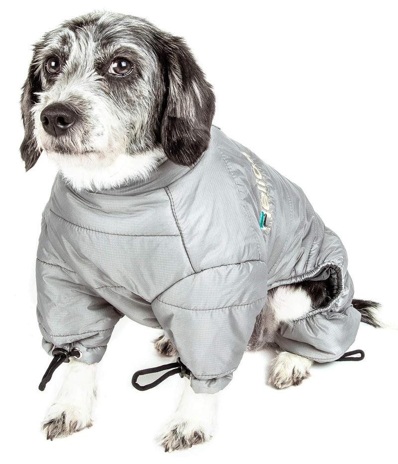 [Australia] - DOGHELIOS 'Thunder-Crackle' Full-Body Bodied Waded-Plush Adjustable and 3M Reflective Pet Dog Jacket Coat w/ Blackshark Technology, Small, Grey 