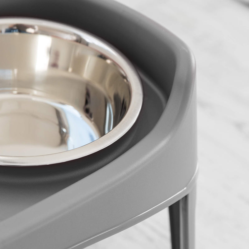 [Australia] - IRIS Pet Elevated Feeder with Stainless Steel Bowls Gray Large without Storage 