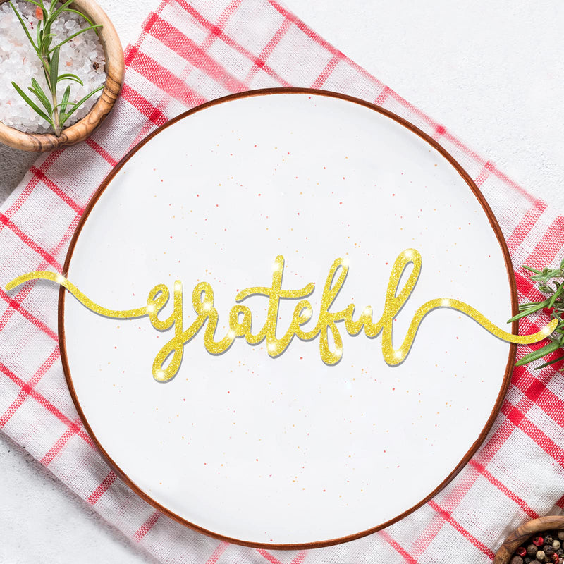 6 Pieces Grateful Place Card Cutouts Glitter Paper Grateful Table Place Card Christmas Gold Letter Sign Cutout Thanksgiving Table Plate Card Settings for Wedding Christmas Thanksgiving Decoration - PawsPlanet Australia