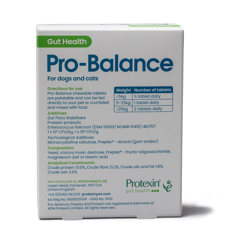 Protexin Pet Health Pro-Balance Probiotic for Dogs and Cats – Daily Chewable Probiotic and Prebiotic Tablet for Digestive Health Support – Pack of 30 - PawsPlanet Australia