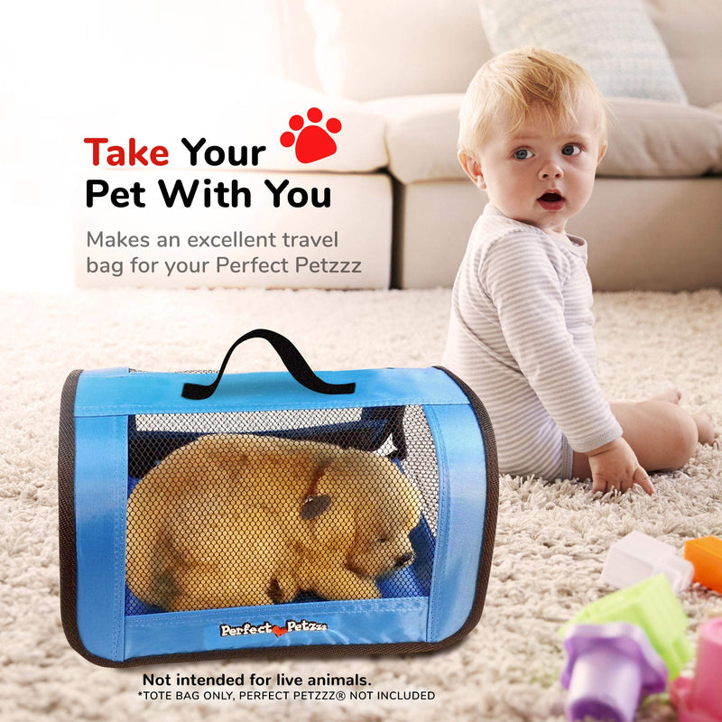 Perfect Petzzz Tote for Lifelike Stuffed Interactive Pet Dogs and Cats, Nylon and Mesh Toy Carrier for Pet Animals, Zippered Carrying Case Accessory (Blue) Accessories Blue - PawsPlanet Australia