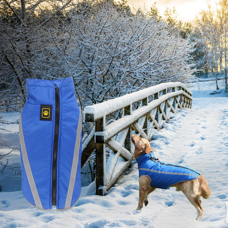 [Australia] - Dog Coat for Winter Windproof Waterproof Dog Jacket Warm Pet Track Jacket Wind Breaker for Cold Weather Christmas Sweater Gifts Dog Vest Apparel Dog Winter Clothes for Small Medium Large Dog Back: 15.7", Chest:17.7",20.5" Blue 