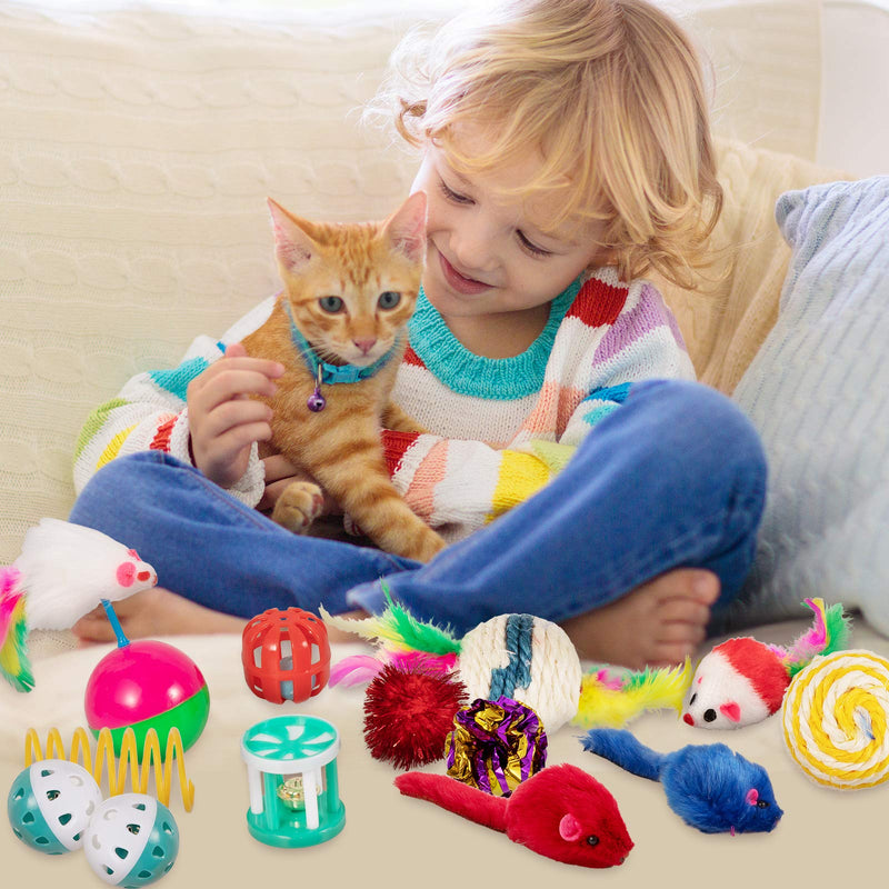 Whaline 24 PCS Cat Kitten Toys Set, Collapsible Cat Tunnels for Indoor Cats, Interactive Cat Feather Toy Fluffy Mouse Crinkle Balls Toys for Cat Puppy Kitty Kitten Rabbit - PawsPlanet Australia