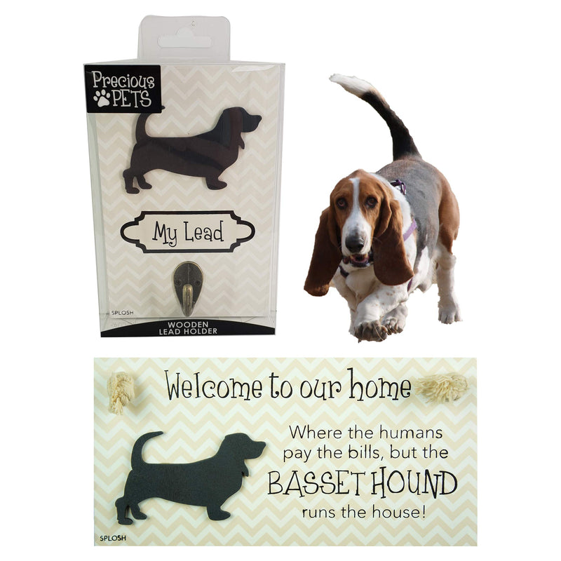 PRECIOUS PETS DOG PLAQUE AND DOG LEAD HOOK PACK, BASSET HOUND, FUNNY SIGNS, DOG MUM GIFTS, DOG ACCESSORIES, HOUSE STUFF. - PawsPlanet Australia