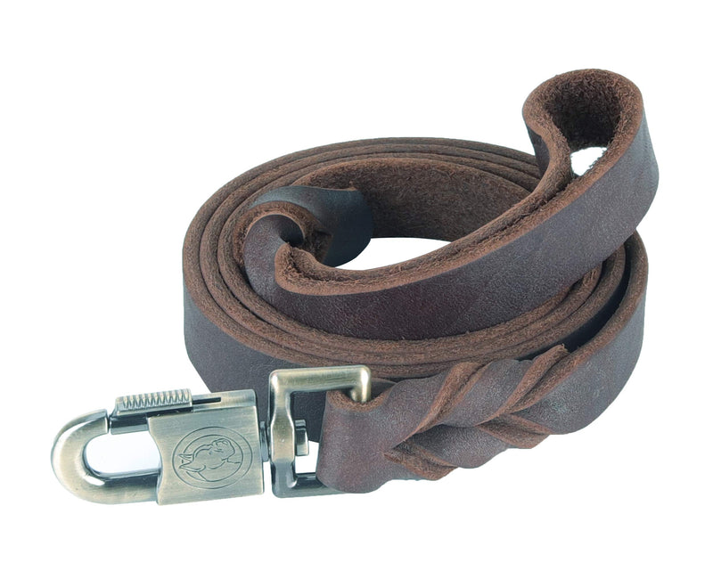 [Australia] - kgt Genuine Leather Braided Dog Training Leash Heavy Leather Duty Lead for Larger Dog 5 Ft-1 In 