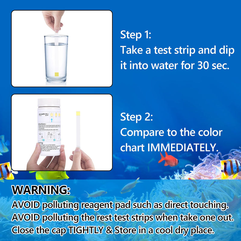 FUNSWTM Ammonia Test Strips, Ammonia Tester for Aquarium, Pond Ammonia Test Kit for Saltwater and Freshwater Aquarium, Fish Tank and Pond 100 ct - PawsPlanet Australia