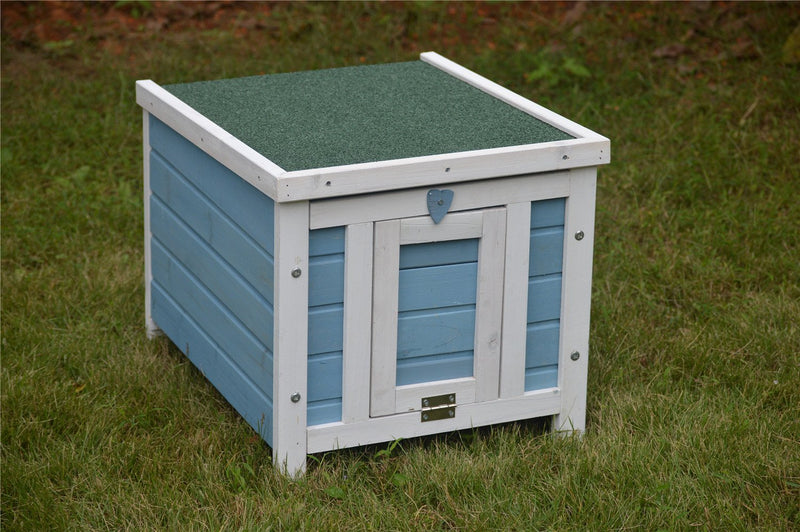 BUNNY BUSINESS Cat/Puppy/Rabbit/Guinea Pig Wooden Hide House, 51 x 44 x 42cm, Blue - PawsPlanet Australia
