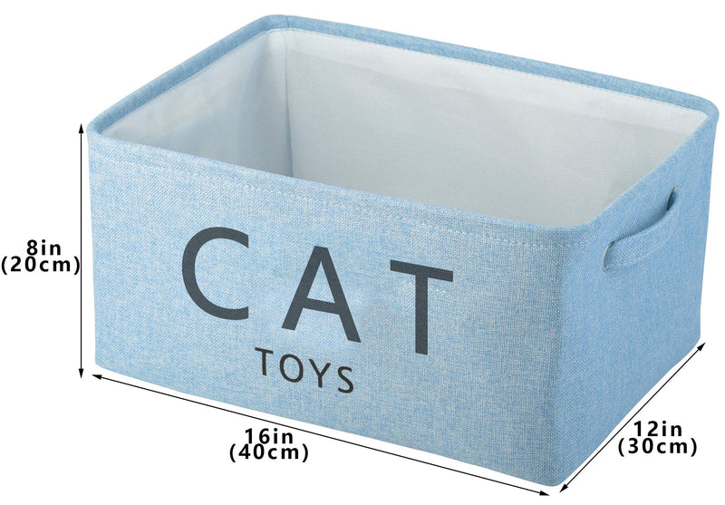 Pethiy Canvas cat toy box Basket storage cat hamper kitten toys for indoor cats- 40cmsx 30cms x 20cms- Blue-CAT - PawsPlanet Australia