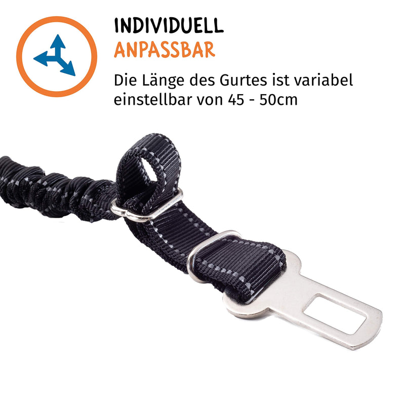 Floxik dog car seat belt - seat belt for dogs with elastic shock absorber - variably adjustable dog belt in small/large - PawsPlanet Australia