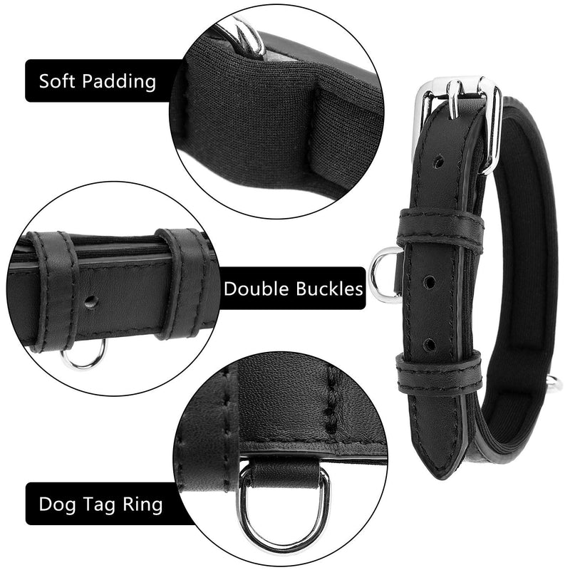 Grand Line Leather Dog Collar, Wider and Thicker Durable Dog Collar with Soft Padded, Adjustable Pet Dog Collar for Small Medium Large cat puppy (Black, XS) XS: Adjustable 25-31cm, Width 1.5cm Black - PawsPlanet Australia