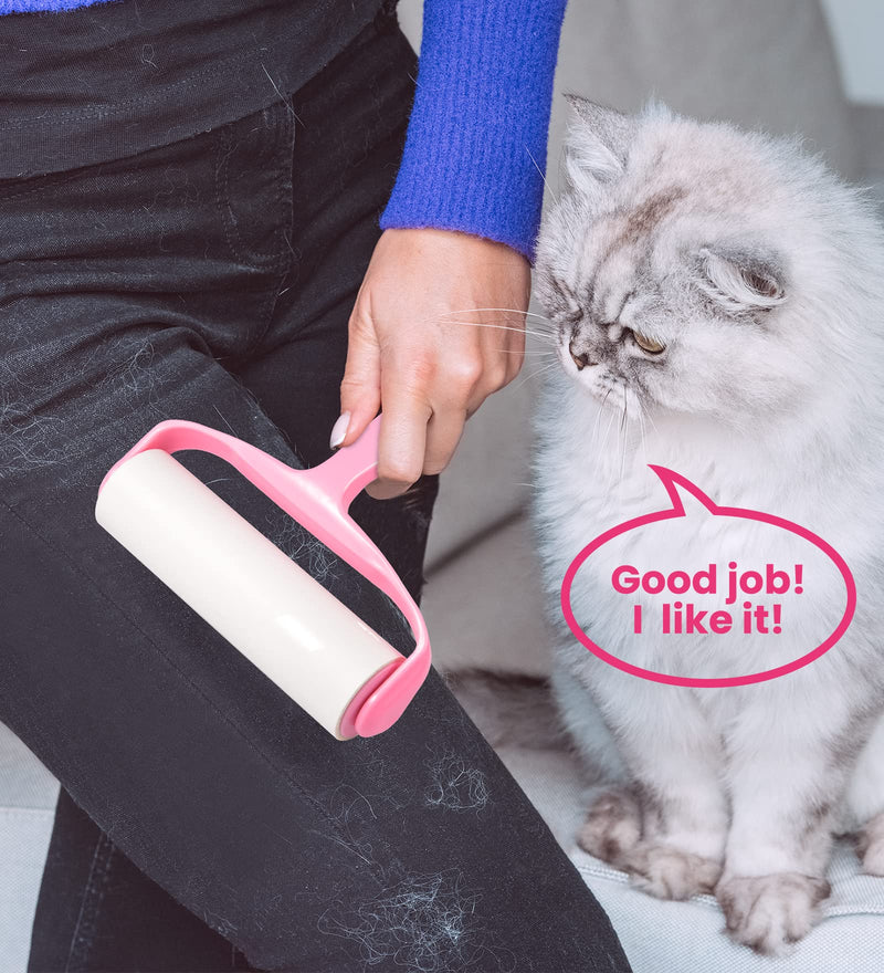 Lint roller 4 rolls with 1 dispenser 1 dust cover, 16cm extra large pet hair remover, lint roller animal hair suitable for clothing, hair, cat hair, dog hair, sofas, carpets, 60 sheets/roll pink - PawsPlanet Australia