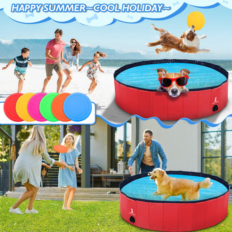 Wimypet S-L Foldable Dog Swimming Pool, Pet Dog Cat Bathing Tub Indoor Outdoor Puppy Pool,PVC non-slip with Reinforced Oxford Walls Bathing Tub Durable Dogs Paddling kids Pool in Yard Garden 120*30CM - PawsPlanet Australia