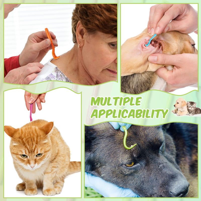 Kittmip 24 Packs Tick Remover Plastic Tick Remover Tools Tick Puller Removal Tick Grabber for Dogs Cats Humans, 3 Sizes, Green Rose Red Blue Orange - PawsPlanet Australia