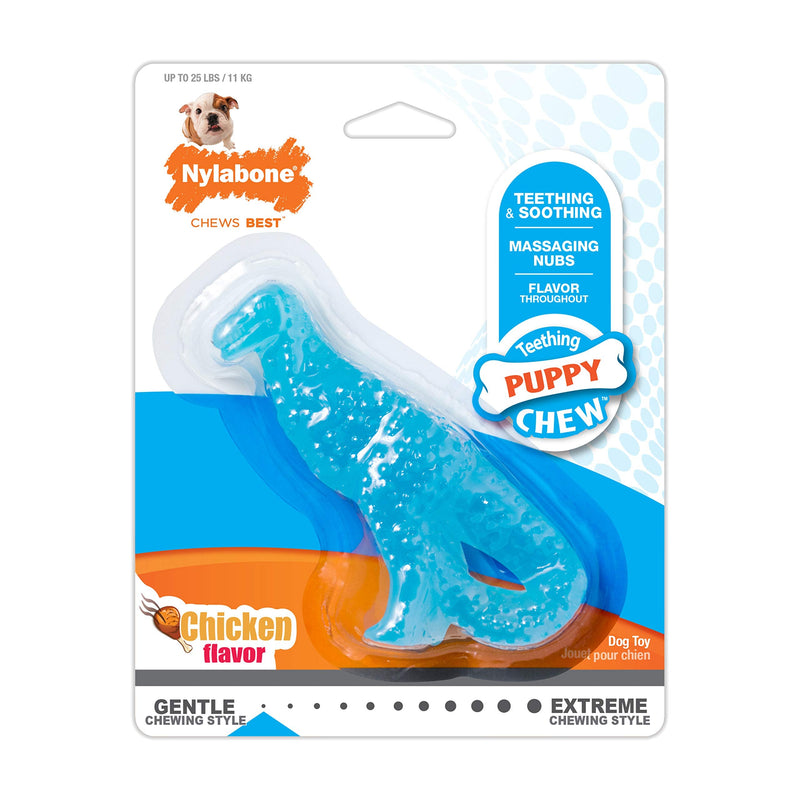 Nylabone Puppy Chew Toys for Teething Puppies | Small/Regular - Up to 25 Ibs. Dinosaur Chicken Small/Regular (1 Count) - PawsPlanet Australia