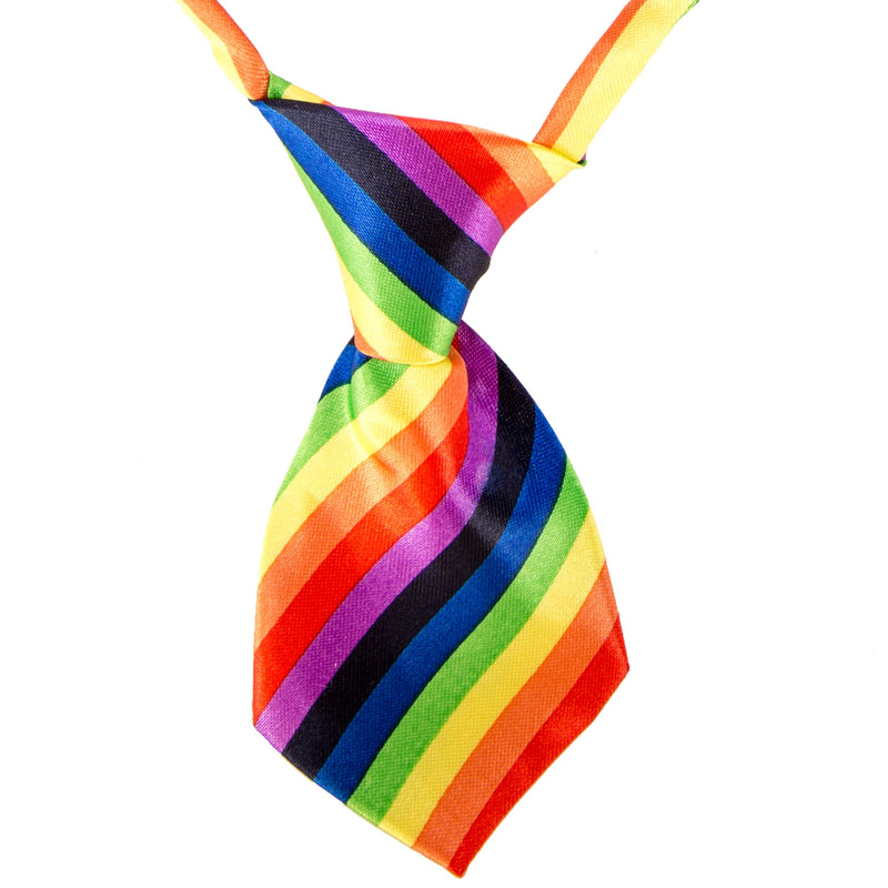 [Australia] - CueCue Pet Adjustable Neck Tie Small Rainbow Stripe 