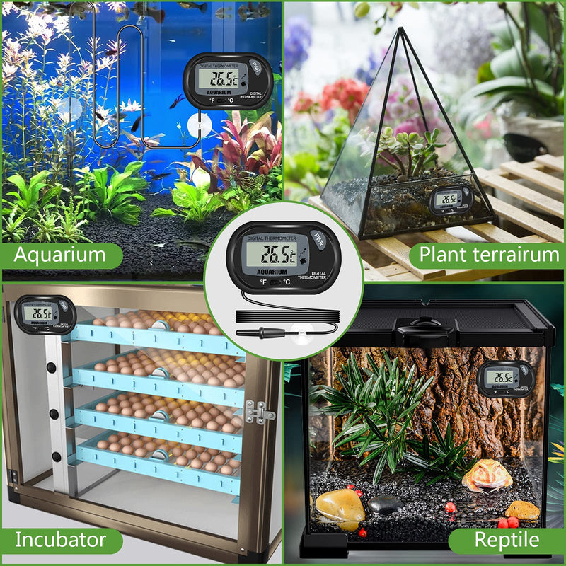 Thlevel Aquarium Thermometer LCD Digital Thermometer with Probe and Suction Cup for Fish Tank Water Temperature Incubator Reptile Habitat Temperature (2PCS) 2PCS - PawsPlanet Australia