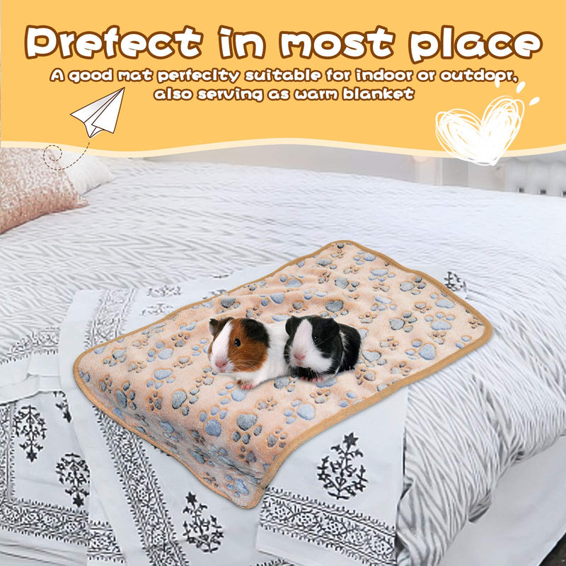 BWOGUE Guinea Pig Blanket, 3 Pack Small Animal Soft Warm Pet Fleece Blankets Sleep Mat Pad Cover Flannel Throw for Hamster Guinea Pig Rabbit Dog Cat Chinchilla Hedgehog 3pack Foot Print 23''*16'' (3Pack) - PawsPlanet Australia