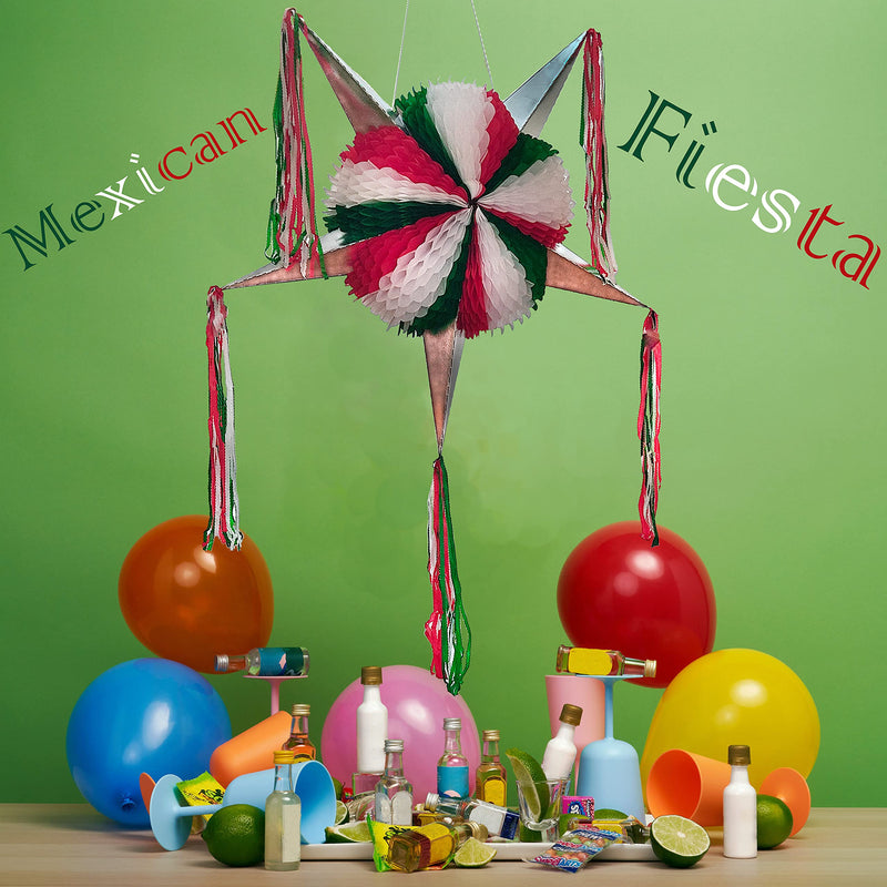 Mexican Independence Day Party Decoration Pinata Large Green, White Red 5-Point Star Foldable Pinata - Fiesta Mexicana 16th of September Piñata, Christmas, Posada, Cinco de Mayo Party Decor Pinata - PawsPlanet Australia