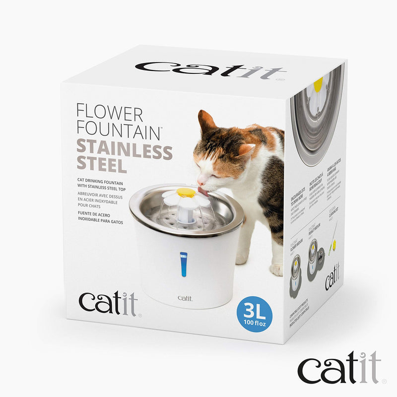 Catit Flower Drinking Fountain with Stainless Steel Top - PawsPlanet Australia