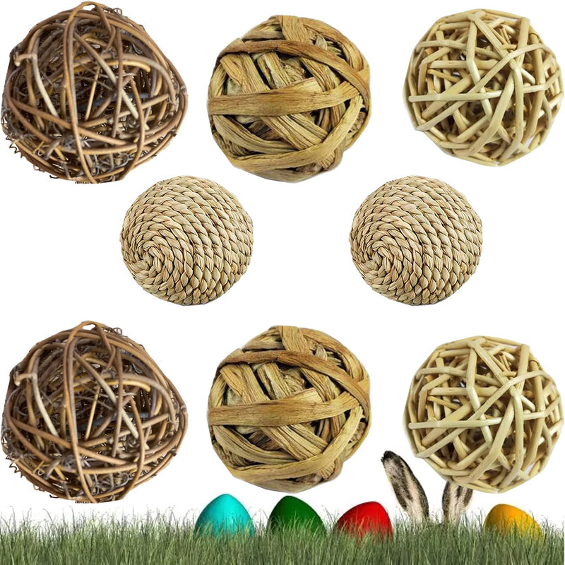 Pack of 8 chewing balls, rabbit toy, small animal toy ball, small animal chewing toy, willow ball, natural balls for rabbits, parrots, chinchillas, hamsters, dwarf rabbits - PawsPlanet Australia