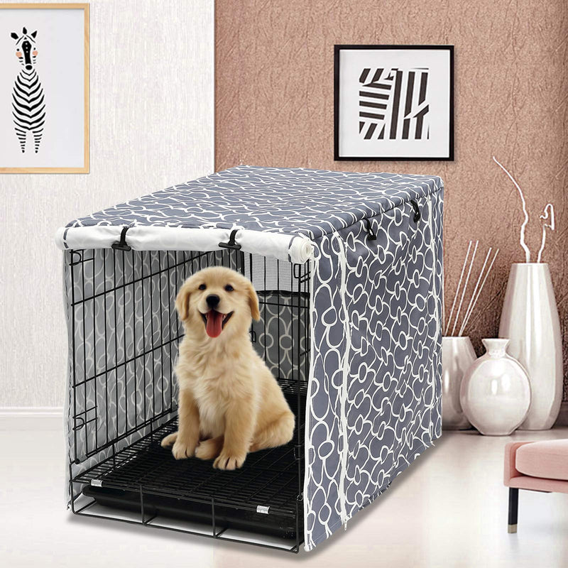 Pethiy Dog Crate Cover Durable Polyester Pet Kennel Cover Universal Fit for Wire Dog Crate - Fits Most 24-48 inch Dog Crates-Cover only 24-Inch Grey - PawsPlanet Australia