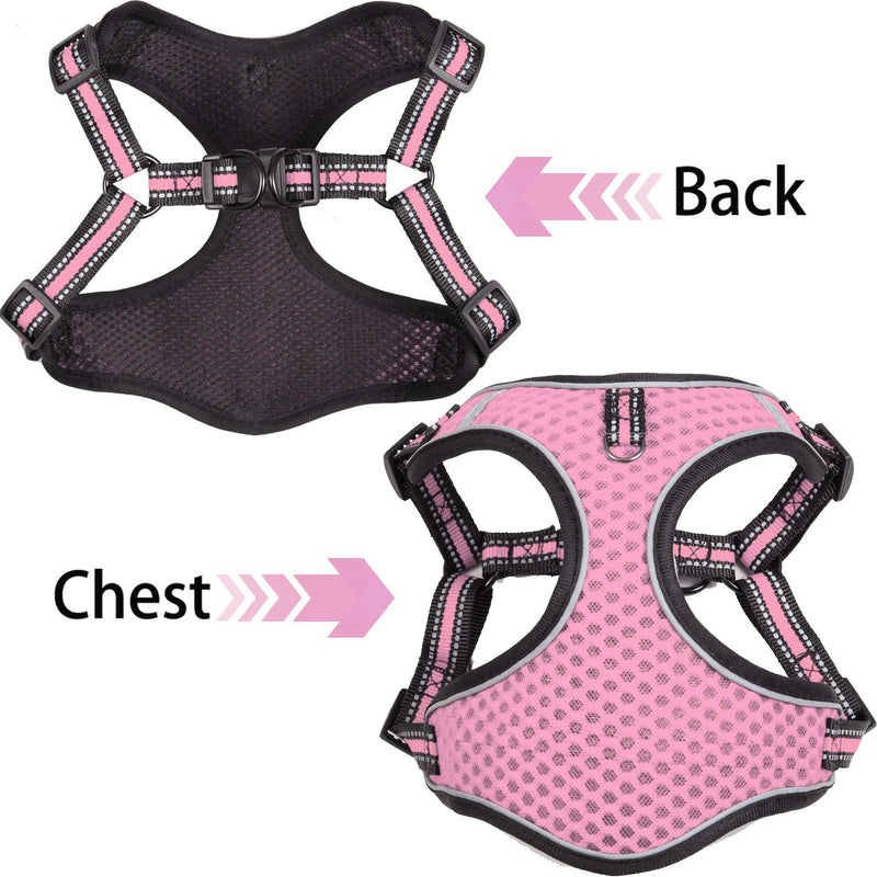 Btromeshy Step-in Dog Harness,Small Dog Harness and Leash Set,Adjustable 3M Reflective Pet Dog Vest for Puppy,Soft Air Mesh Step-in Harness for Small Medium Breed XS(Chest:16.9-20.9") Pink - PawsPlanet Australia