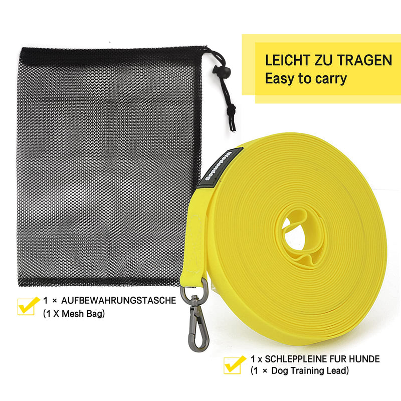 Dog leash for running training 5M/10M/15M/, waterproof and easy to clean training leash for large to small dogs, robust dog leash yellow 10M - PawsPlanet Australia