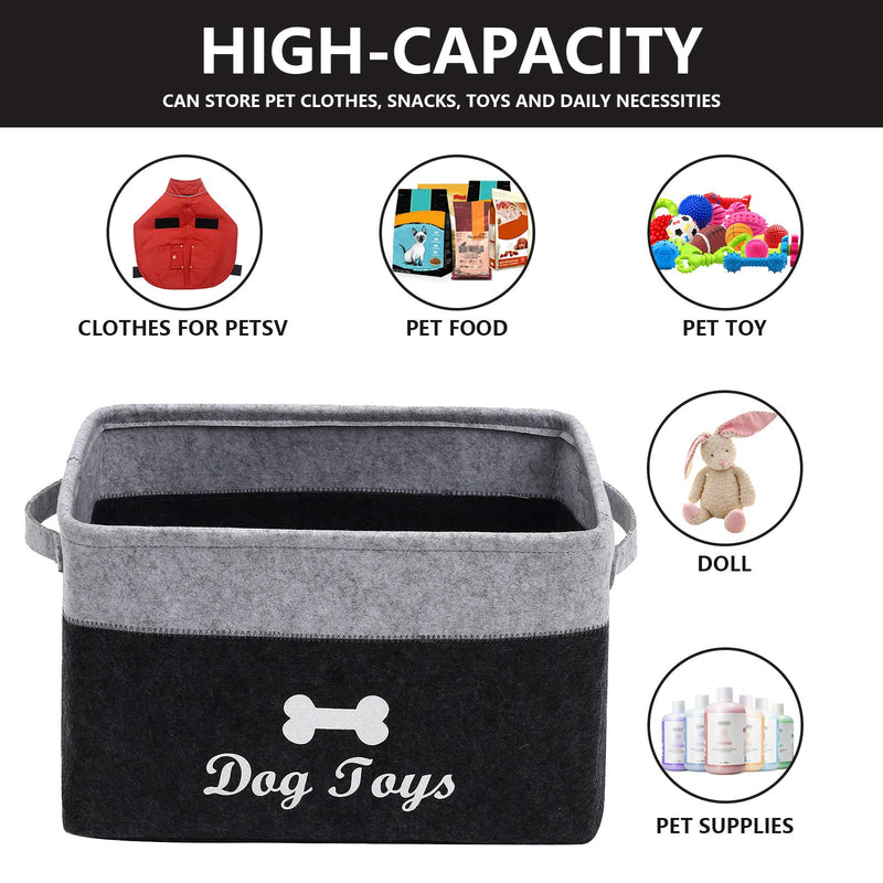 Geyecete Dog Toys Storage Bins - Pet Toy and Accessory Storage Bin, Organizer Storage Basket for Pet Toys, Blankets, Leashes and Food Dark Gray/light gray - PawsPlanet Australia