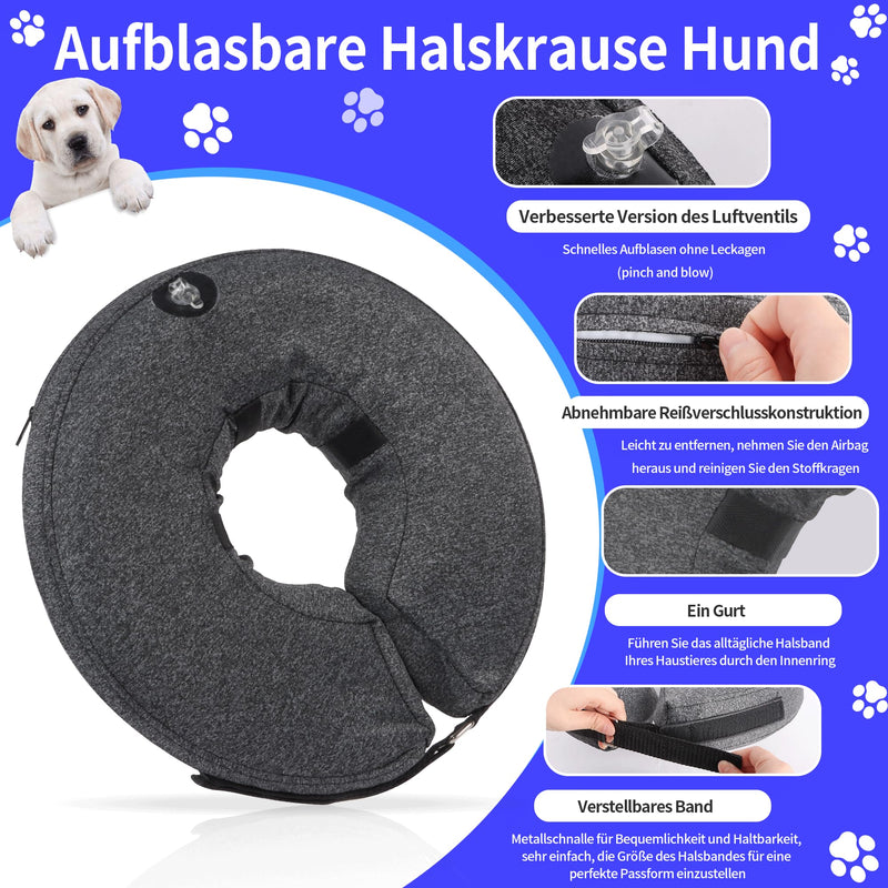 Lollanda Inflatable Neck Brace for Dogs with Adjustable Buckle, Protective Collar for Dogs, Soft, Protective Collar for Dogs, Leak Protection, for After Surgery Injuries Pets Cats Dogs（SS - PawsPlanet Australia