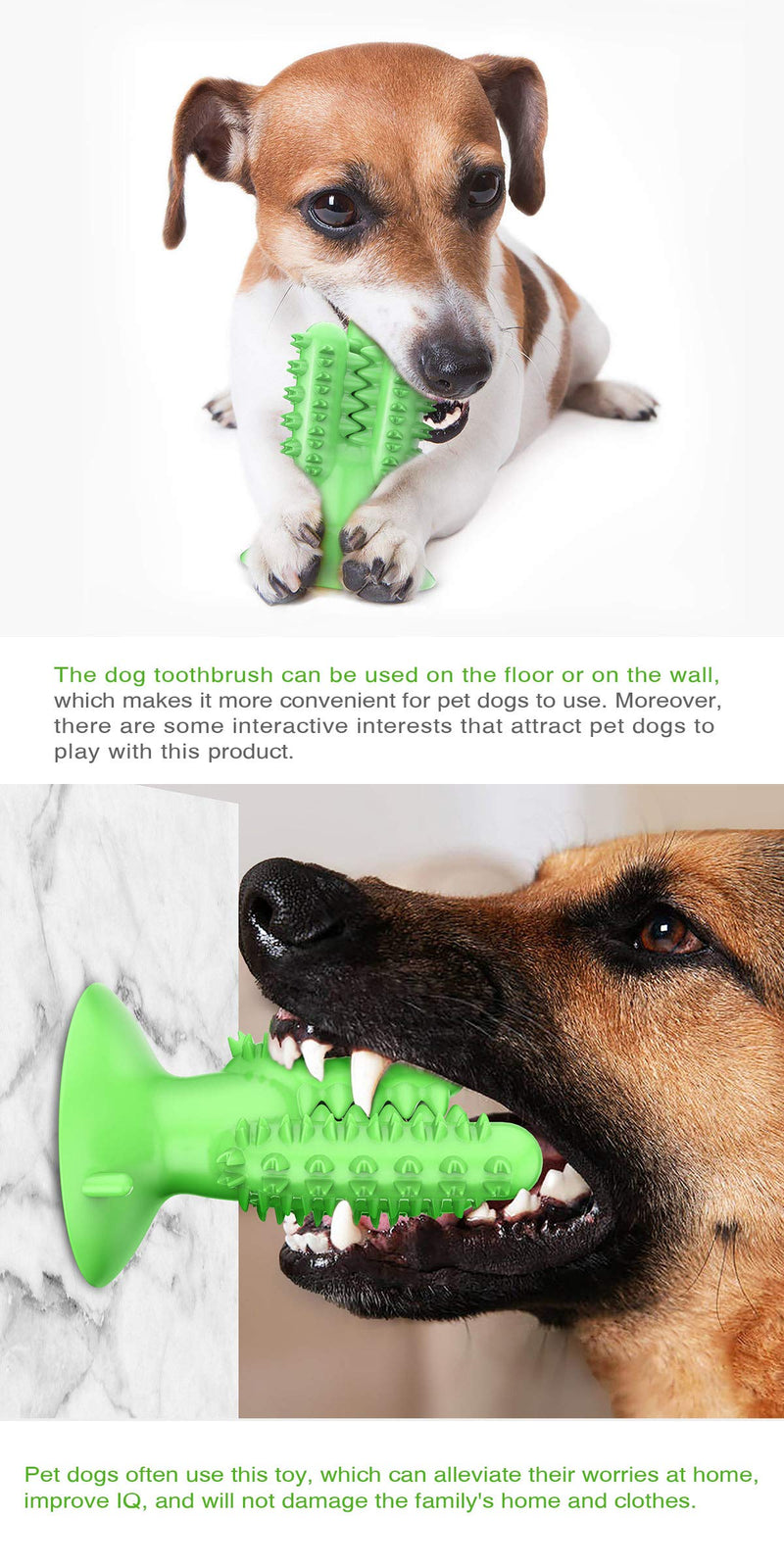 USWT Dog Pet Toothbrush with Suction Cup, Rubber Chew Toys for Teeth Cleaning and Training (green) green - PawsPlanet Australia