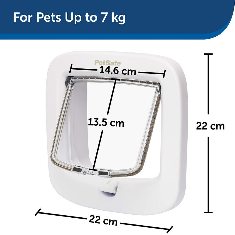 PetSafe Manual-Locking Cat Flap with Easy Install, White, 4 Way Manual Lock, Exclusive Entry, For Cats Up to 7 kg, Energy Efficient - PawsPlanet Australia