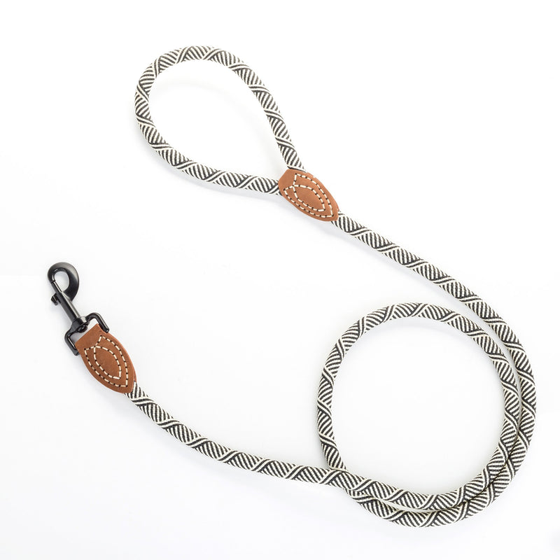 [Australia] - Mile High Life Leather Tailor Reinforce Handle Mountain Climbing Dog Rope Leash with Heavy Duty Metal Sturdy Clasp (4/5/6 FEET) 4 FT White 